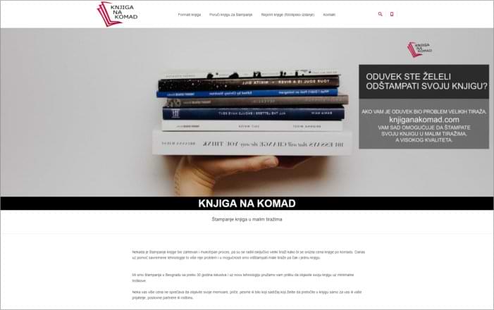 Web dizajn web sajta Knjiga na komad